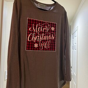 Grey Long Sleeve Christmas Shirt